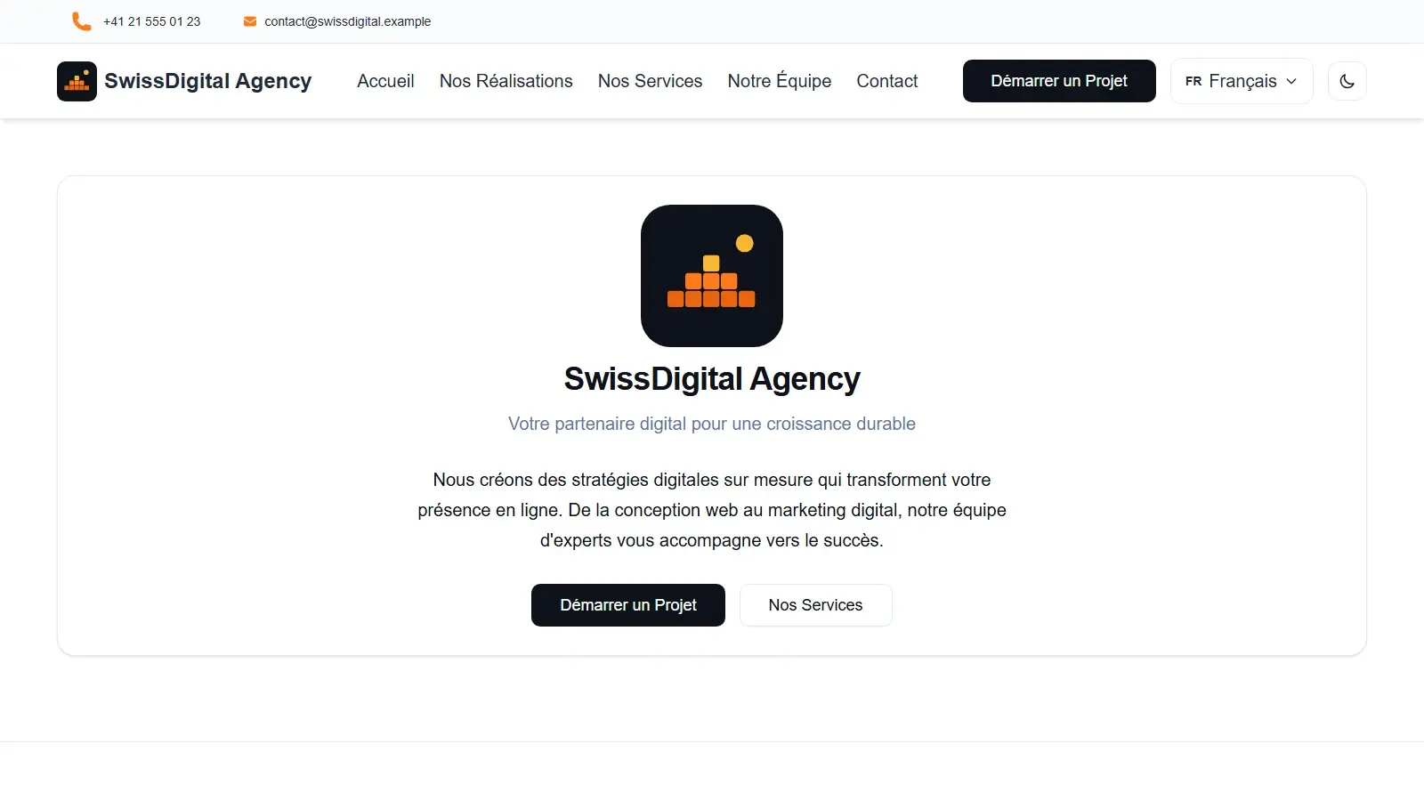 Astro Swiss Theme Homepage Preview